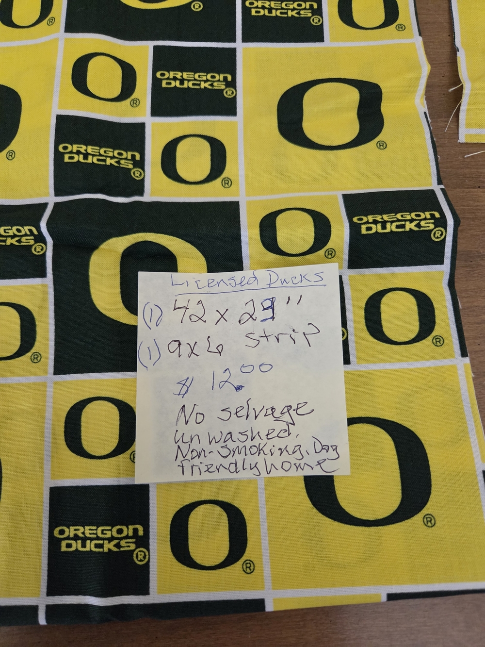 Oregon Ducks Yellow & Green Cotton Fabric Panel